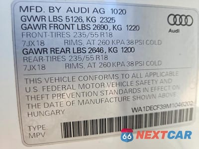 Zdjęcie 12 z 12 samochodu: 2021 AUDI Q3 VIN:WA1DECF39M1046202 - miniatura