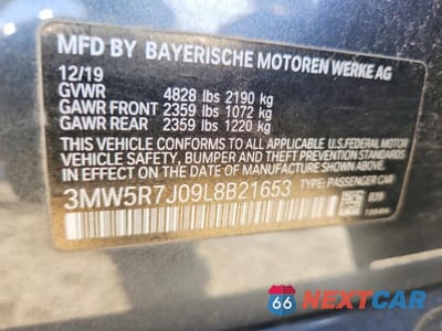 Zdjęcie 13 z 13 samochodu: 2020 BMW 330XI VIN:3MW5R7J09L8B21653 - miniatura