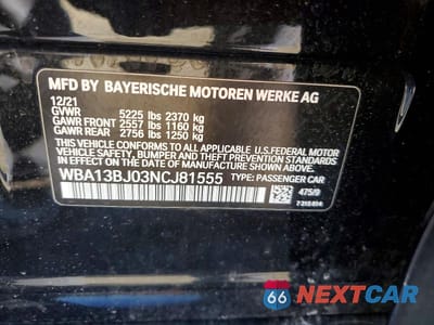 Zdjęcie 12 z 12 samochodu: 2022 BMW 530 XI VIN:WBA13BJ03NCJ81555 - miniatura