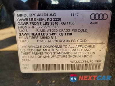 Zdjęcie 13 z 13 samochodu: 2018 AUDI Q3 PREMIUM PLUS VIN:WA1JCCFS6JR017897 - miniatura