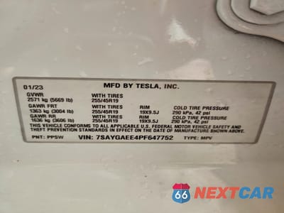 Zdjęcie 14 z 15 samochodu: 2023 TESLA MODEL Y VIN:7SAYGAEE4PF647752 - miniatura