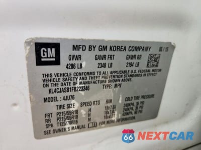 Zdjęcie 13 z 13 samochodu: 2015 BUICK ENCORE VIN:KL4CJASB1FB223346 - miniatura