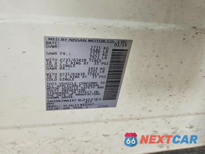 Zdjęcie 13 z 13 samochodu: 2019 NISSAN PATHFINDER SV VIN:5N1DR2MN1KC620295 - miniatura