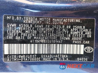 Zdjęcie 12 z 12 samochodu: 2014 TOYOTA AVALON XLE TOURING VIN:4T1BK1EBXEU101447 - miniatura