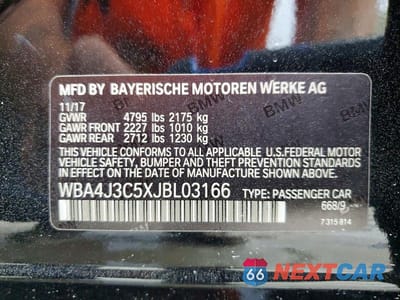 Zdjęcie 12 z 12 samochodu: 2018 BMW 430XI GRAN COUPE VIN:WBA4J3C5XJBL03166 - miniatura