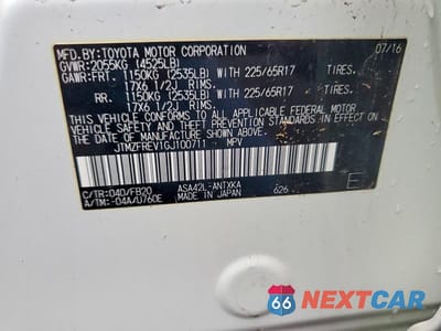 Zdjęcie 13 z 13 samochodu: 2016 TOYOTA RAV4 LE VIN:JTMZFREV1GJ100711 - miniatura
