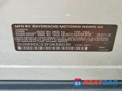 Zdjęcie 14 z 14 samochodu: 2015 BMW X5 XDRIVE35I VIN:5UXKR0C53F0K66030 - miniatura