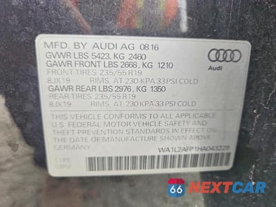 Zdjęcie 12 z 12 samochodu: 2017 AUDI Q5 VIN:WA1L2AFP1HA043229 - miniatura