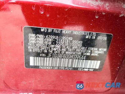 Zdjęcie 13 z 13 samochodu: 2016 SUBARU IMPREZA PREMIUM PLUS VIN:JF1GJAF60GH022644 - miniatura
