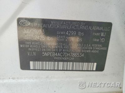 Zdjęcie 12 z 13 samochodu: 2013 HYUNDAI SONATA GLS VIN:5NPEB4AC7DH786534 - miniatura