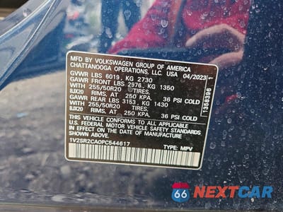 Zdjęcie 13 z 13 samochodu: 2023 VOLKSWAGEN ATLAS SEL R-LINE VIN:1V2SR2CA0PC544617 - miniatura