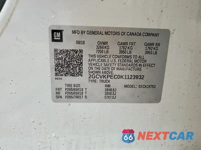Zdjęcie 12 z 12 samochodu: 2019 CHEVROLET SILVERADO LD K1500 LT VIN:2GCVKPEC0K1123932 - miniatura