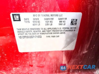Zdjęcie 12 z 12 samochodu: 2016 CHEVROLET MALIBU LT VIN:1G1ZF5SX2GF171023 - miniatura