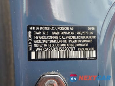 Zdjęcie 12 z 12 samochodu: 2017 PORSCHE BOXSTER VIN:WP0CA2A82HS220797 - miniatura