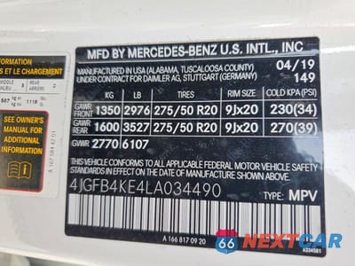 Zdjęcie 13 z 13 samochodu: 2020 MERCEDES-BENZ GLE 350 4MATIC VIN:4JGFB4KE4LA034490 - miniatura