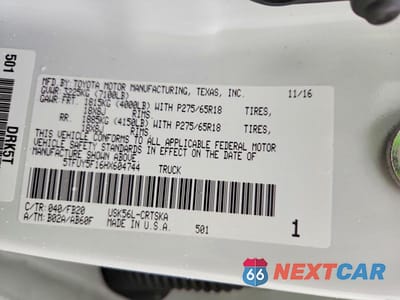 Zdjęcie 12 z 12 samochodu: 2017 TOYOTA TUNDRA SR5 VIN:5TFUY5F16HX604744 - miniatura
