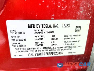 Zdjęcie 13 z 13 samochodu: 2023 TESLA MODEL X VIN:7SAXCAE56PF426886 - miniatura