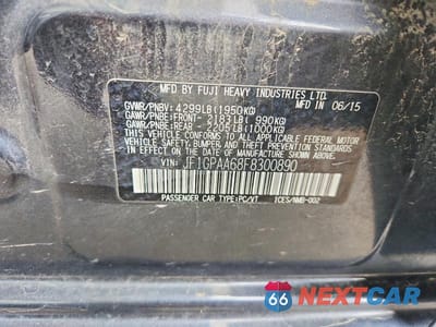 Zdjęcie 12 z 12 samochodu: 2015 SUBARU IMPREZA VIN:JF1GPAA68F8300890 - miniatura