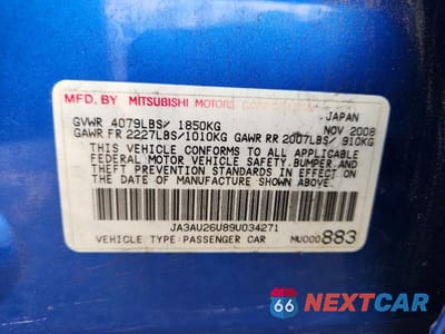 Zdjęcie 12 z 12 samochodu: 2009 MITSUBISHI LANCER ES VIN:JA3AU26U89U034271 - miniatura