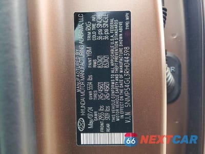 Zdjęcie 13 z 13 samochodu: 2024 HYUNDAI SANTA FE CALLIGRAPHY VIN:5NMP54GL3RH044398 - miniatura