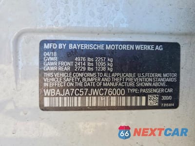 Zdjęcie 12 z 12 samochodu: 2018 BMW 530 XI VIN:WBAJA7C57JWC76000 - miniatura