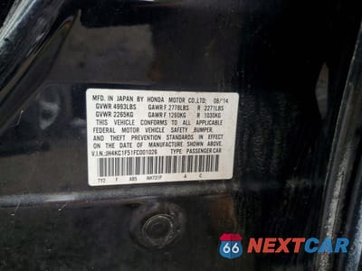 Zdjęcie 12 z 12 samochodu: 2015 ACURA RLX TECH VIN:JH4KC1F51FC001026 - miniatura
