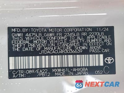 Zdjęcie 12 z 12 samochodu: 2024 TOYOTA PRIUS PRIME XSE VIN:JTDACACU4R3036639 - miniatura