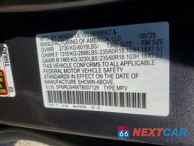 Zdjęcie 13 z 13 samochodu: 2026 HONDA ODYSSEY EXL VIN:5FNRL6H66TB007129 - miniatura