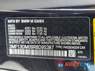 Zdjęcie 12 z 12 samochodu: 2024 BMW M2 VIN:3MF13DM09R8D95387 - miniatura