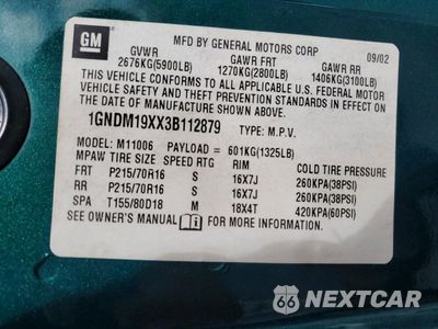 Zdjęcie 13 z 14 samochodu: 2003 CHEVROLET ASTRO VIN:1GNDM19XX3B112879 - miniatura