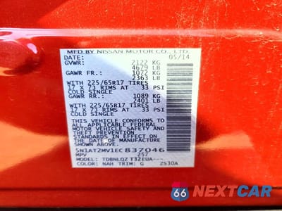 Zdjęcie 14 z 14 samochodu: 2014 NISSAN ROGUE SV VIN:5N1AT2MV1EC837046 - miniatura