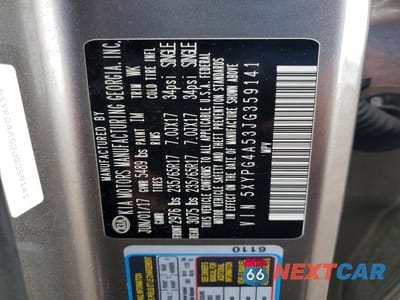 Zdjęcie 13 z 13 samochodu: 2018 KIA SORENTO LX V6 VIN:5XYPG4A53JG359141 - miniatura