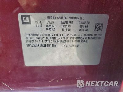 Zdjęcie 12 z 12 samochodu: 2016 CHEVROLET MALIBU LS VIN:1G1ZB5ST9GF194162 - miniatura