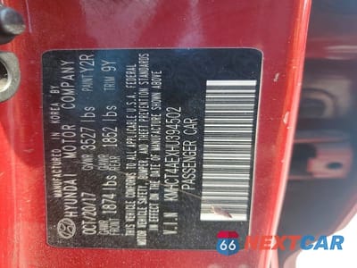 Zdjęcie 12 z 12 samochodu: 2017 HYUNDAI ACCENT SE VIN:KMHCT4AEXHU394502 - miniatura