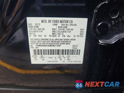 Zdjęcie 10 z 14 samochodu: 2021 FORD EXPLORER XLT VIN:1FMSK8DHXMGB11097 - miniatura