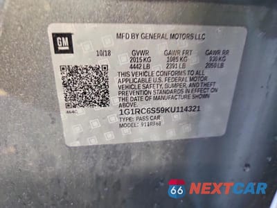 Zdjęcie 13 z 13 samochodu: 2019 CHEVROLET VOLT LT VIN:1G1RC6S59KU114321 - miniatura