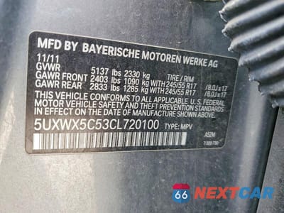 Zdjęcie 14 z 14 samochodu: 2012 BMW X3 XDRIVE28I VIN:5UXWX5C53CL720100 - miniatura