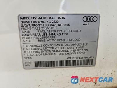Zdjęcie 13 z 13 samochodu: 2015 AUDI Q3 PREMIUM PLUS VIN:WA1EFCFS3FR012673 - miniatura