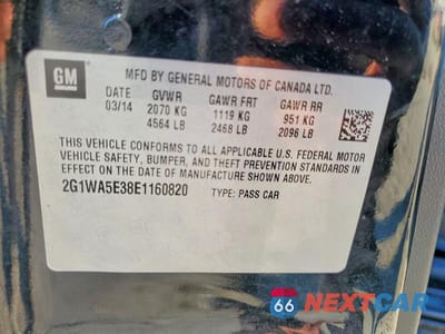Zdjęcie 12 z 12 samochodu: 2014 CHEVROLET IMPALA LIMITED LS VIN:2G1WA5E38E1160820 - miniatura