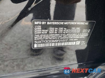 Zdjęcie 13 z 13 samochodu: 2021 BMW X3 SDRIVE30I VIN:5UXTY3C03M9F01017 - miniatura