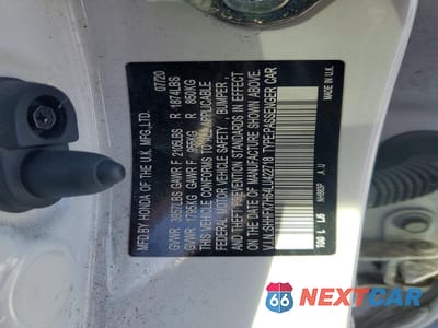 Zdjęcie 12 z 12 samochodu: 2020 HONDA CIVIC EX VIN:SHHFK7H64LU422718 - miniatura