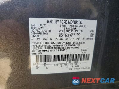 Zdjęcie 15 z 15 samochodu: 2020 FORD EDGE SEL VIN:2FMPK3J95LBA59891 - miniatura