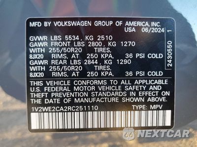 Zdjęcie 13 z 14 samochodu: 2024 VOLKSWAGEN ATLAS CROSS SPORT SE VIN:1V2WE2CA2RC251110 - miniatura
