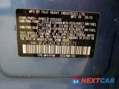 Zdjęcie 13 z 13 samochodu: 2015 SUBARU FORESTER 2.5I PREMIUM VIN:JF2SJADC9FH834523 - miniatura