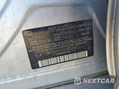 Zdjęcie 12 z 12 samochodu: 2012 HYUNDAI SONATA GLS VIN:5NPEB4AC1CH355766 - miniatura