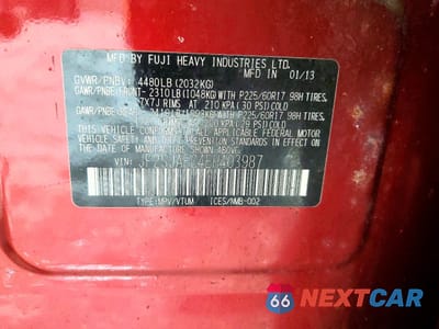 Zdjęcie 13 z 13 samochodu: 2014 SUBARU FORESTER 2.5I PREMIUM VIN:JF2SJAEC4EH403987 - miniatura