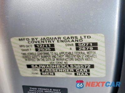 Zdjęcie 12 z 12 samochodu: 2012 JAGUAR XF PORTFOLIO VIN:SAJWA0HB3CLS38572 - miniatura