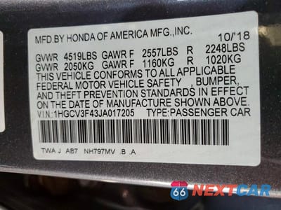Zdjęcie 12 z 12 samochodu: 2018 HONDA ACCORD HYBRID EX VIN:1HGCV3F43JA017205 - miniatura