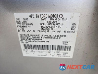 Zdjęcie 14 z 14 samochodu: 2014 FORD EXPLORER VIN:1FM5K8B87EGA15378 - miniatura