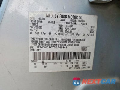 Zdjęcie 12 z 12 samochodu: 2008 FORD EDGE LIMITED VIN:2FMDK39C78BA68943 - miniatura